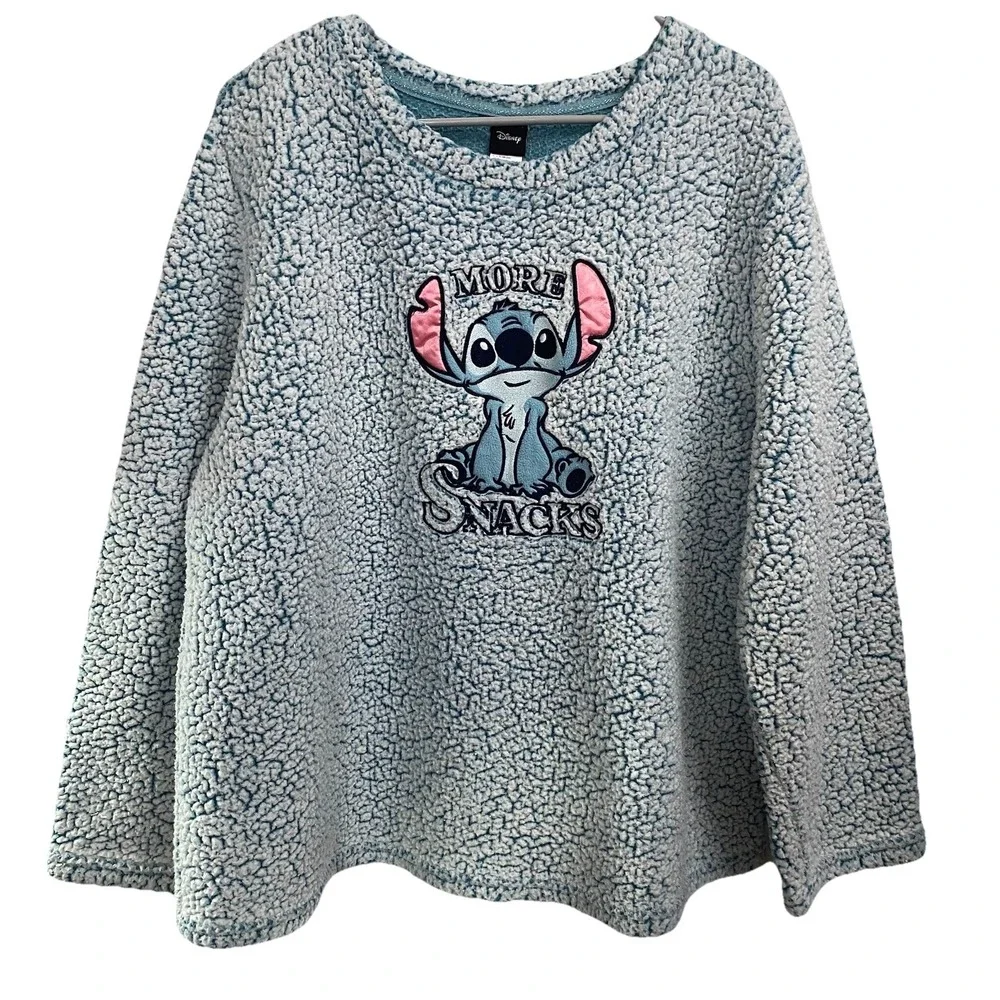 Disney Lilo & Stitch Faux‎ Fur Soft Sleepwear Top Sweatshirt  2X 18w-20w Blue